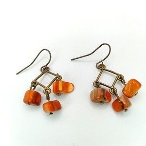 Vintage Orange Amber Like Dangle Earrings